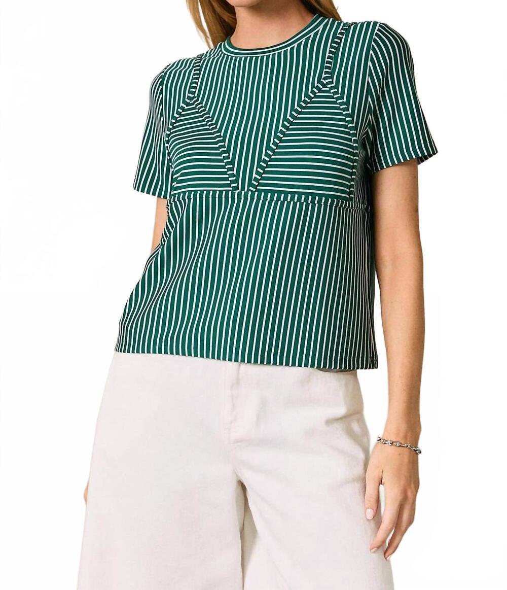 NEW LELIS bikini short sleeve tee in green white stripe